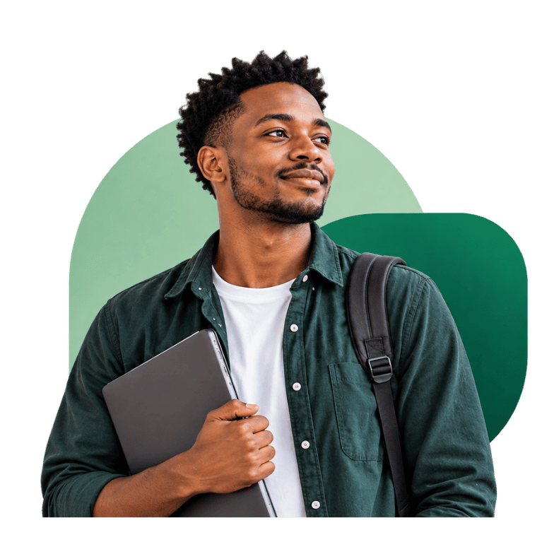 Professional with laptop, ZolaHub Jobs illustration.